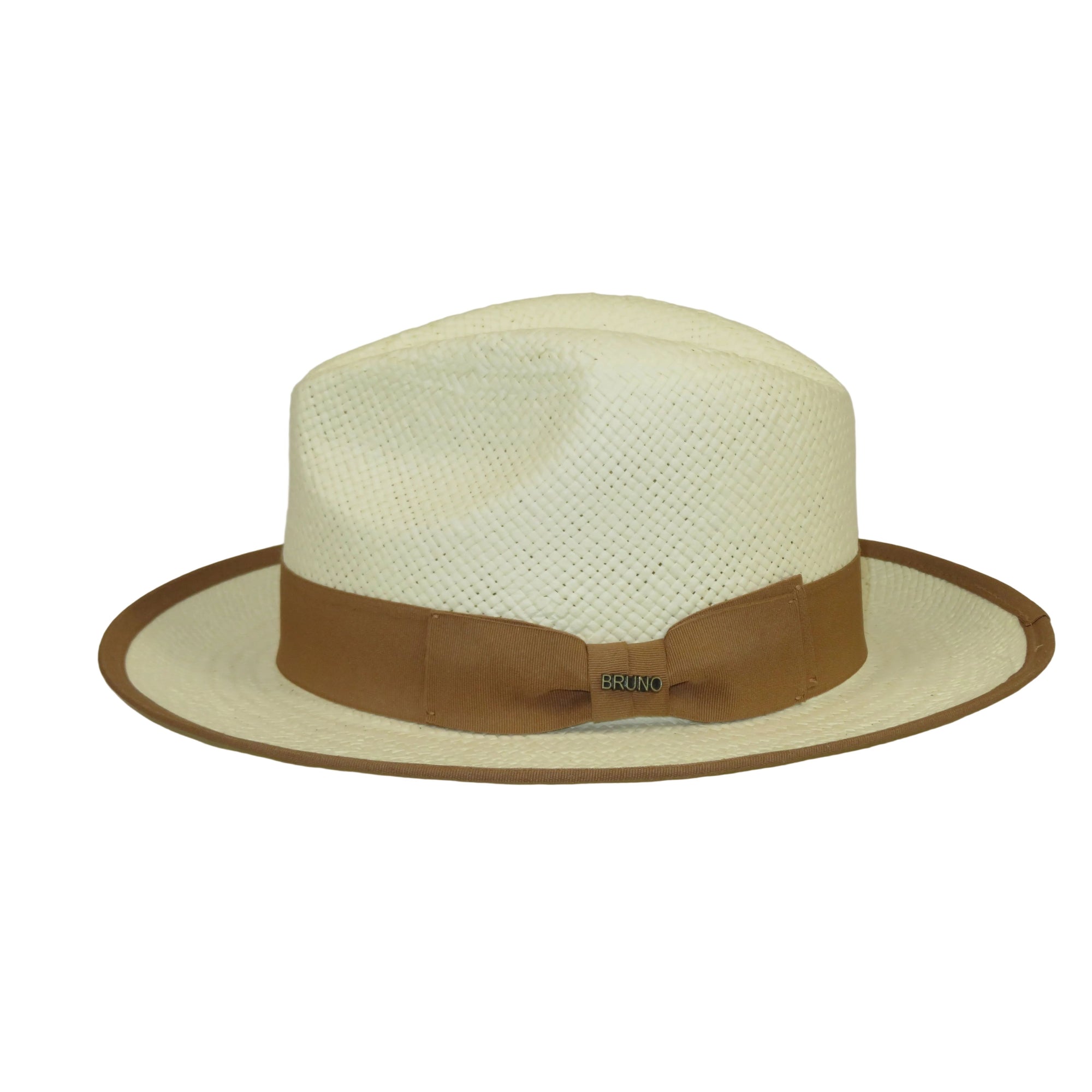 Men's Bruno Capelo Genuine Straw Hat Snap Brim Fedora PANAMA PM591 Ivory