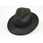 Men's Bruno Capelo Genuine Straw Hat Snap Brim Fedora PANAMA PM592 Black