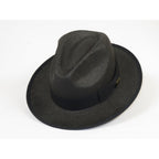Men's Bruno Capelo Genuine Straw Hat Snap Brim Fedora PANAMA PM592 Black