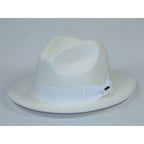 Men's Bruno Capelo Genuine Straw Hat Snap Brim Fedora PANAMA PM593 White