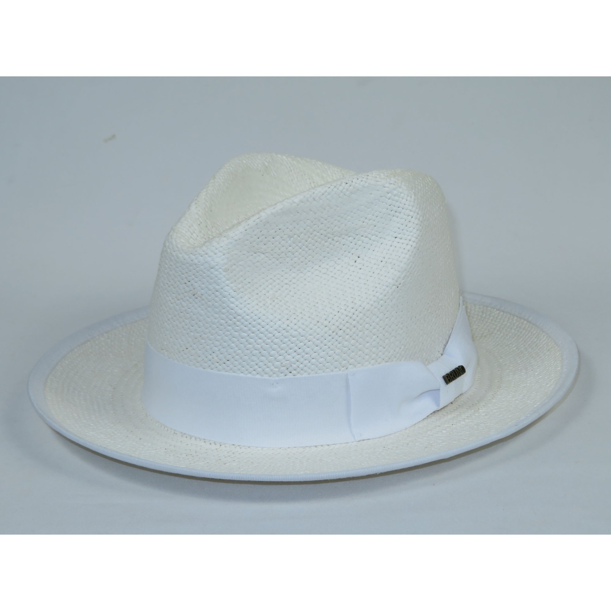 Men's Bruno Capelo Genuine Straw Hat Snap Brim Fedora PANAMA PM593 White