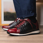 Portici Genuine Crocodile and Lizard Fashion Sneaker Wine / Black