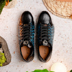 Men's Shoes genuine crocodile and lizard fashion sneaker Portici Navy / Black