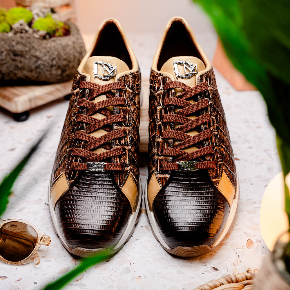 Portici Genuine Crocodile and Lizard Fashion Sneaker Orix / Brown