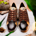 Portici Genuine Crocodile and Lizard Fashion Sneaker Orix / Brown