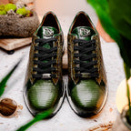 Portici Genuine Crocodile and Lizard Fashion Sneaker Green / Olive
