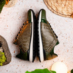 Portici Genuine Crocodile and Lizard Fashion Sneaker Green / Olive