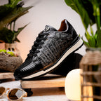 Men's Shoes genuine crocodile and lizard fashion sneaker Portici Gray / Black