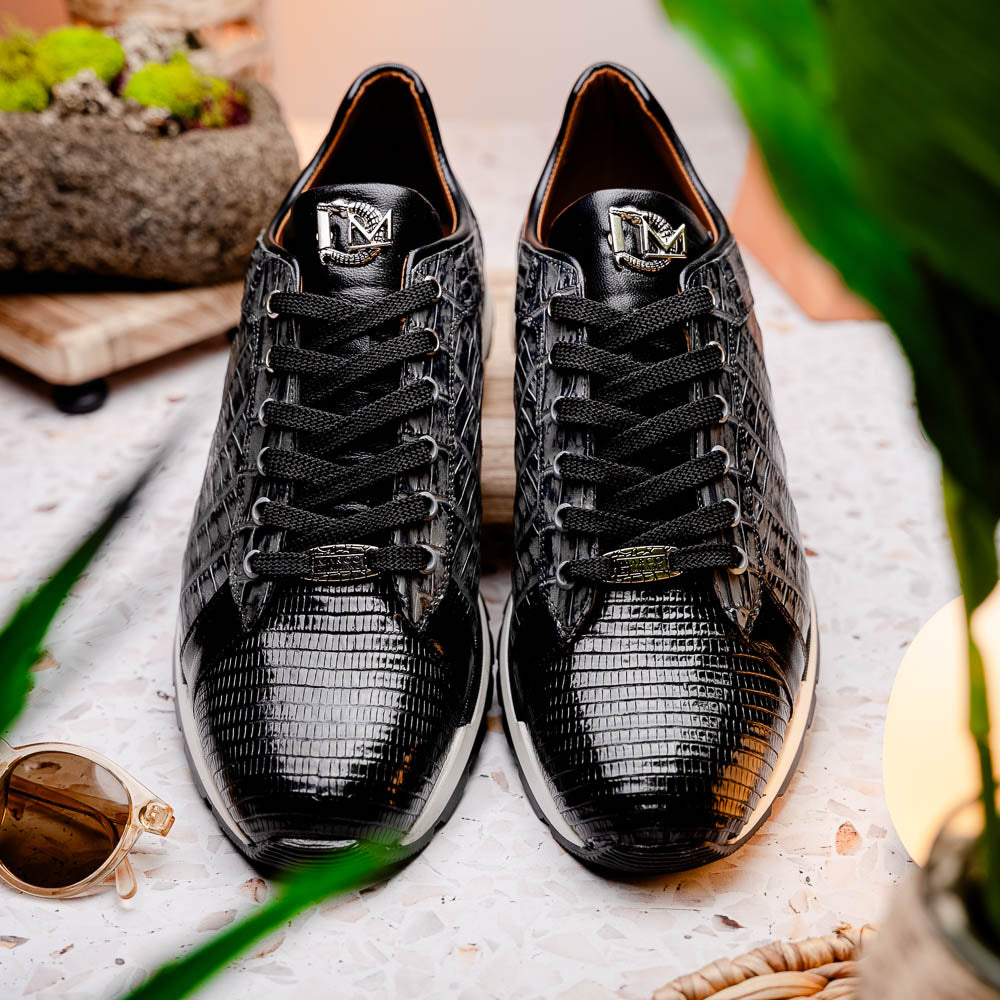 Men's Shoes genuine crocodile and lizard fashion sneaker Portici Gray / Black