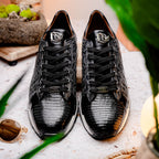 Men's Shoes genuine crocodile and lizard fashion sneaker Portici Gray / Black