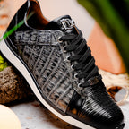 Men's Shoes genuine crocodile and lizard fashion sneaker Portici Gray / Black