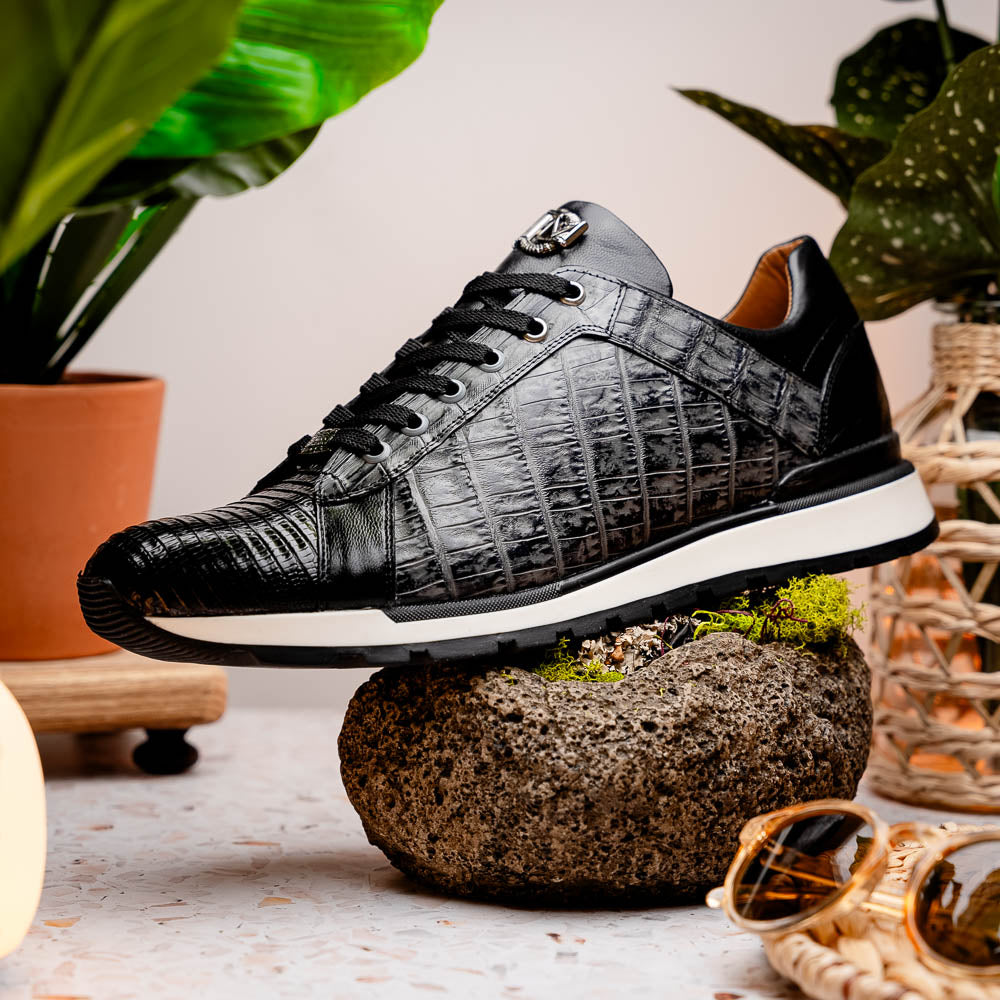 Men's Shoes genuine crocodile and lizard fashion sneaker Portici Gray / Black