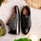 Men's Shoes genuine crocodile and lizard fashion sneaker Portici Gray / Black