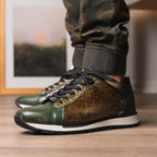 Portici Genuine Crocodile and Lizard Fashion Sneaker Green / Olive