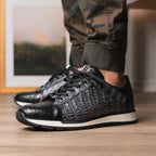 Men's Shoes genuine crocodile and lizard fashion sneaker Portici Gray / Black