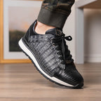 Men's Shoes genuine crocodile and lizard fashion sneaker Portici Gray / Black