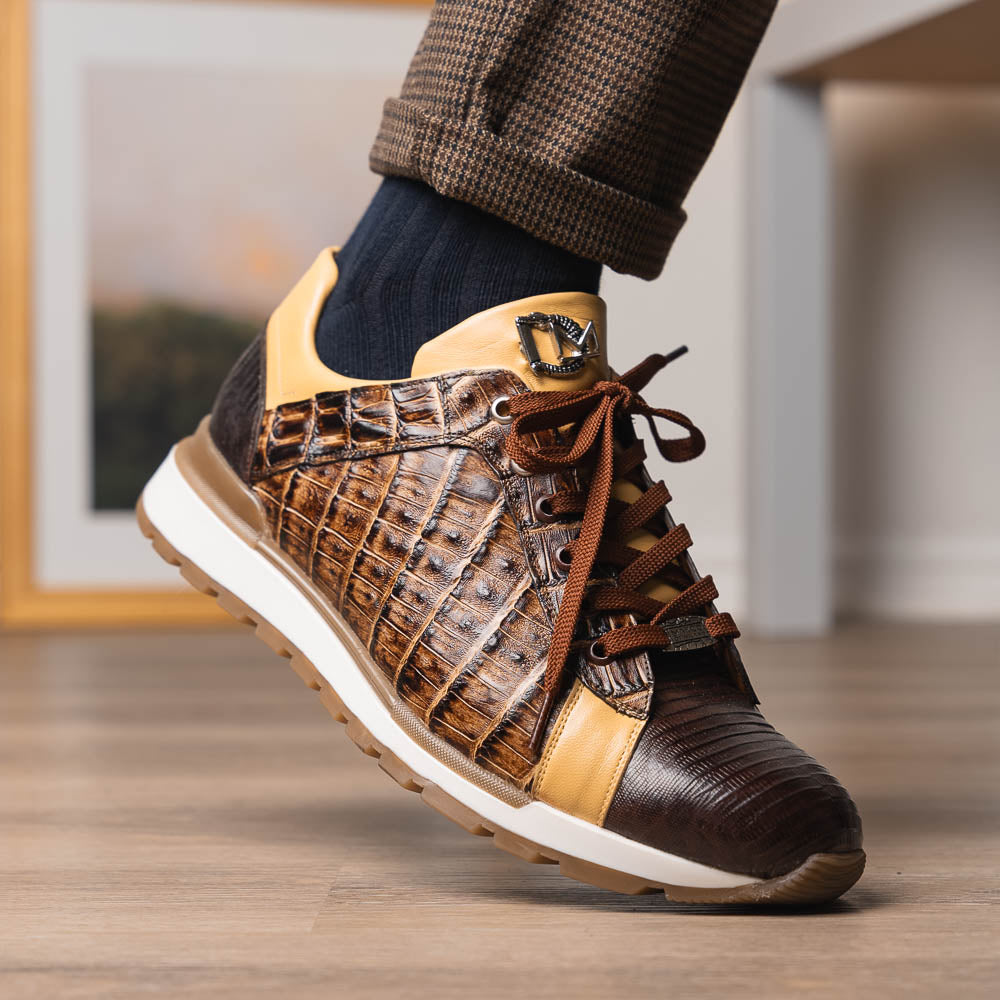 Portici Genuine Crocodile and Lizard Fashion Sneaker Orix / Brown