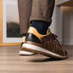 Portici Genuine Crocodile and Lizard Fashion Sneaker Orix / Brown