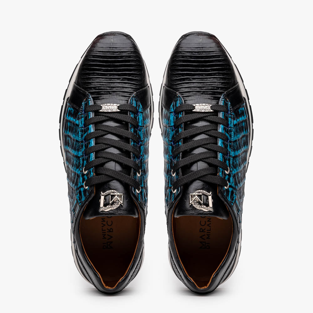 Men's Shoes genuine crocodile and lizard fashion sneaker Portici Navy / Black