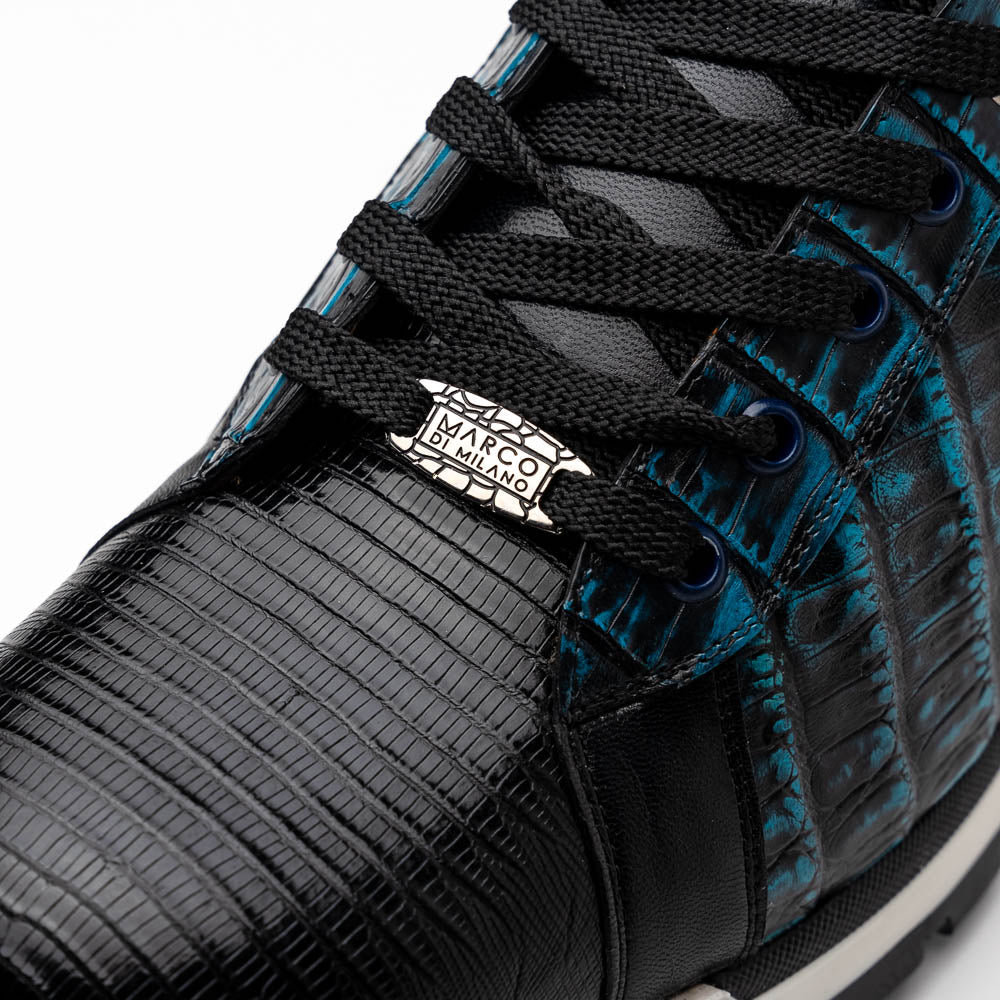 Men's Shoes genuine crocodile and lizard fashion sneaker Portici Navy / Black