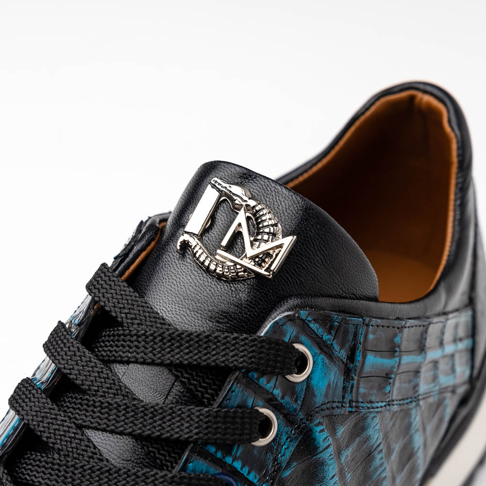 Men's Shoes genuine crocodile and lizard fashion sneaker Portici Navy / Black
