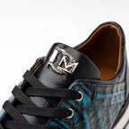 Men's Shoes genuine crocodile and lizard fashion sneaker Portici Navy / Black