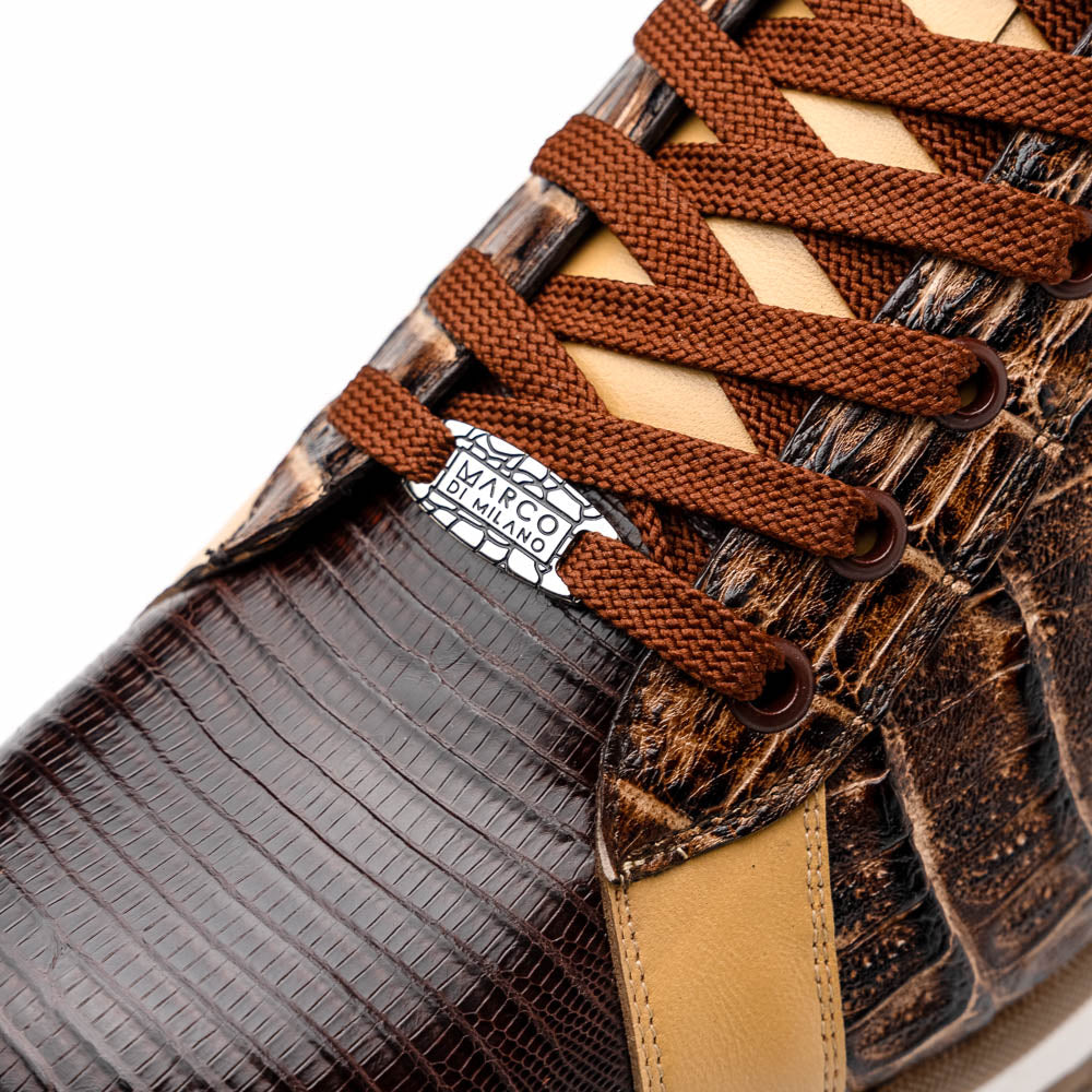 Portici Genuine Crocodile and Lizard Fashion Sneaker Orix / Brown