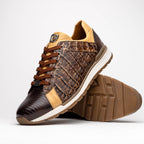 Portici Genuine Crocodile and Lizard Fashion Sneaker Orix / Brown