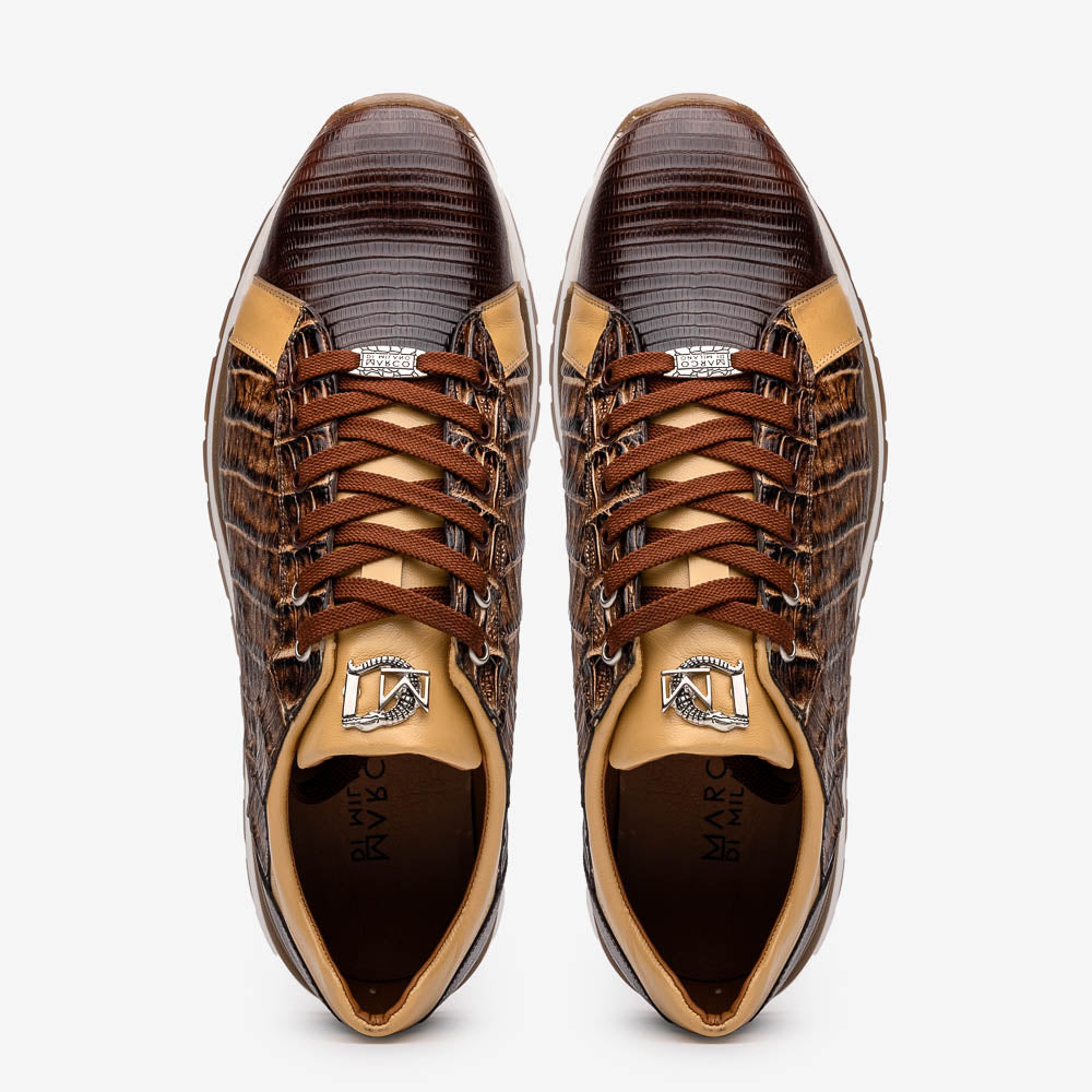 Portici Genuine Crocodile and Lizard Fashion Sneaker Orix / Brown