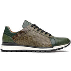 Portici Genuine Crocodile and Lizard Fashion Sneaker Green / Olive