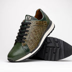 Portici Genuine Crocodile and Lizard Fashion Sneaker Green / Olive