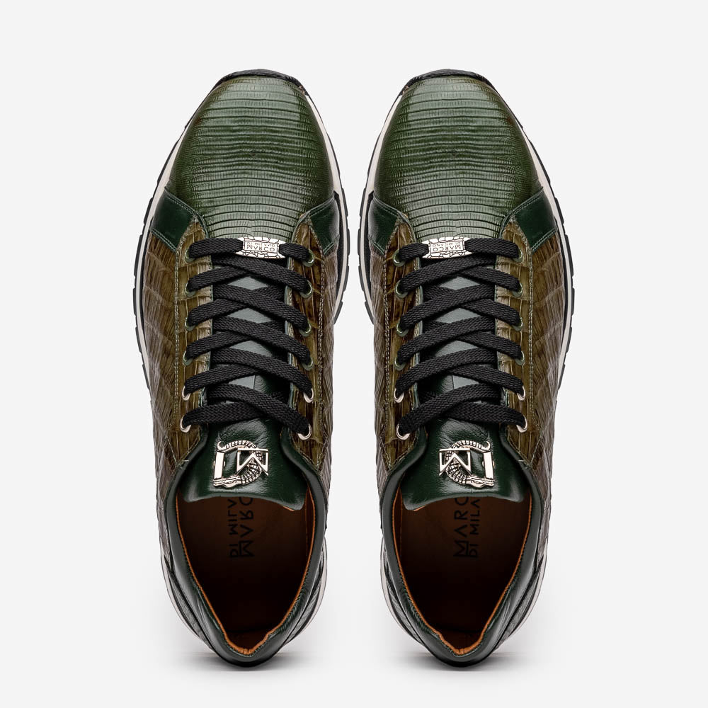 Portici Genuine Crocodile and Lizard Fashion Sneaker Green / Olive