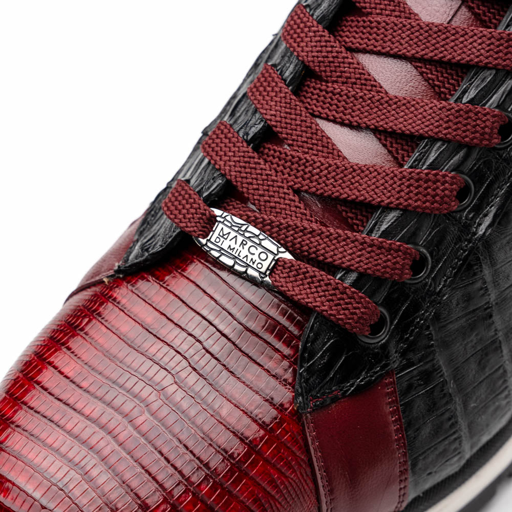 Portici Genuine Crocodile and Lizard Fashion Sneaker Wine / Black