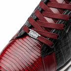 Portici Genuine Crocodile and Lizard Fashion Sneaker Wine / Black
