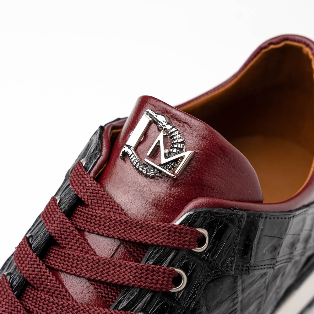 Portici Genuine Crocodile and Lizard Fashion Sneaker Wine / Black