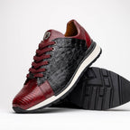 Portici Genuine Crocodile and Lizard Fashion Sneaker Wine / Black