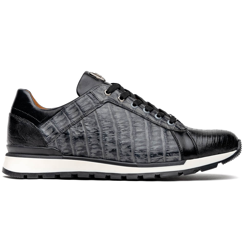 Men's Shoes genuine crocodile and lizard fashion sneaker Portici Gray / Black