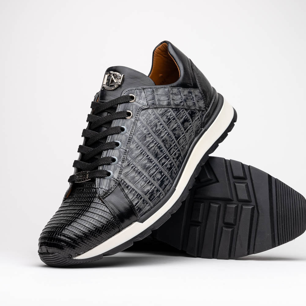Men's Shoes genuine crocodile and lizard fashion sneaker Portici Gray / Black