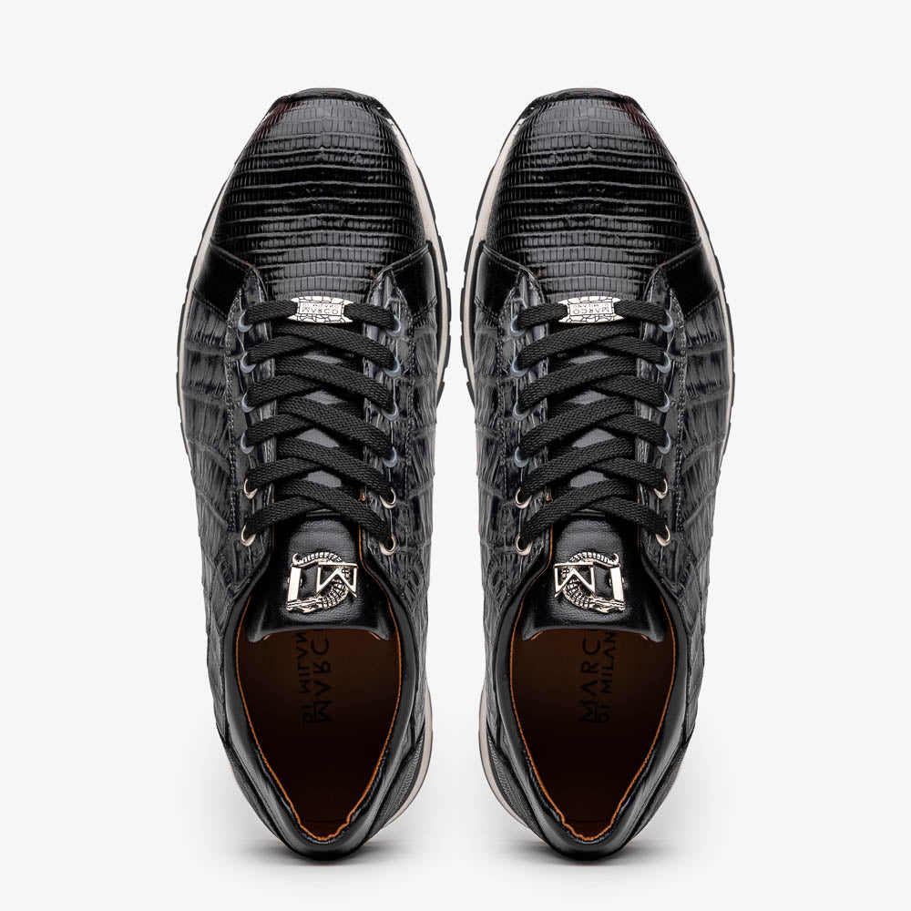 Men's Shoes genuine crocodile and lizard fashion sneaker Portici Gray / Black
