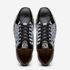 Portici Genuine Crocodile and Lizard Fashion Sneaker Newspaper / Black