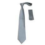 Men's Satin Silky Tie Hankie Set J.Valintin Private Collection R65 Solid Silver