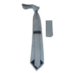 Men's Tie Hankie Set J.Valintin Private Collection R78 Black White Checkers
