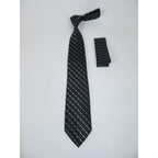 Men's Woven Tie Hankie Set J.Valintin Private Collection R81 Black Gray