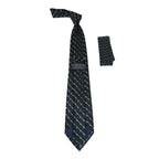 Men's Woven Tie Hankie Set J.Valintin Private Collection R81 Black Gray