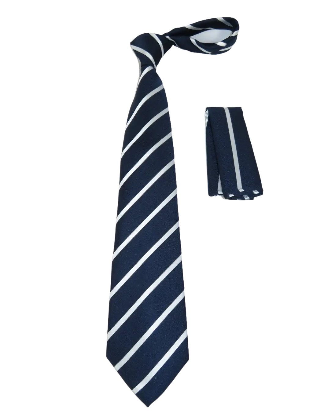 Men's Woven Tie Hankie Set J.Valintin Private Collection R82 Navy White Stripe
