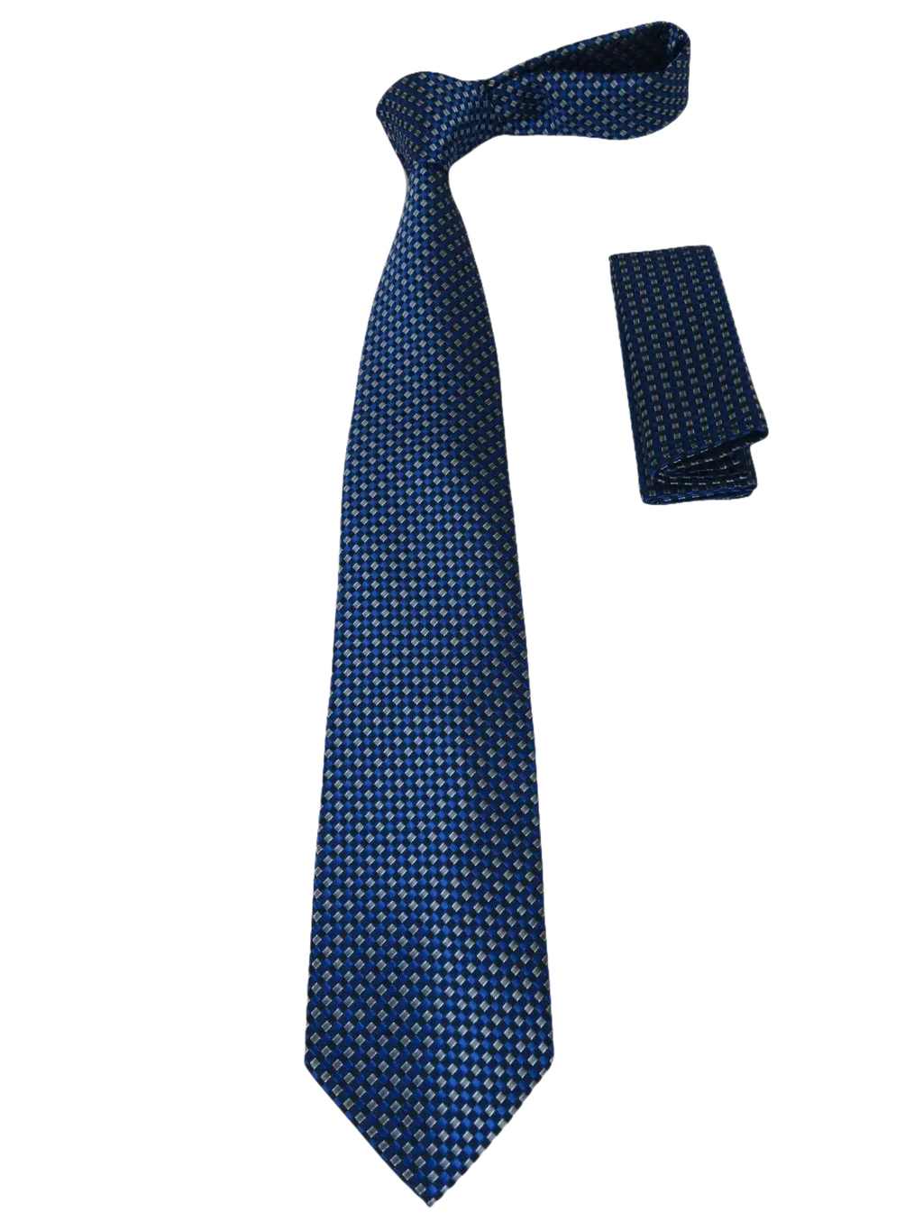 Men's Woven Tie Hankie Set J.Valintin Private Collection R84 Blue Checkers