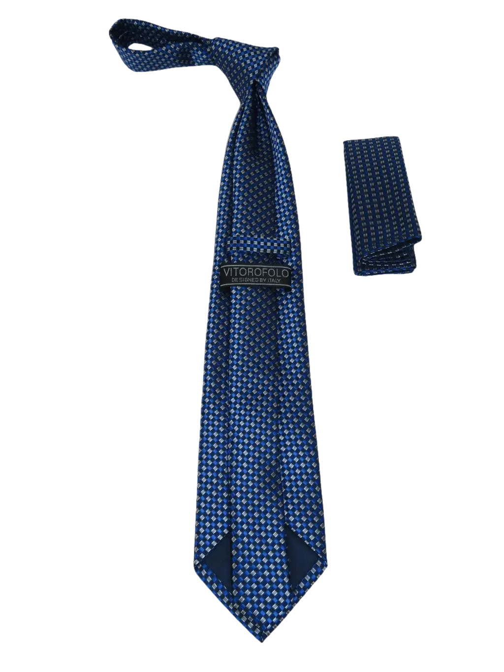Men's Woven Tie Hankie Set J.Valintin Private Collection R83 Navy Blue Stripe