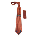 Men's Woven Tie Hankie Set J.Valintin Private Collection R88 Rust Brown