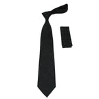Men's Woven Tie Hankie Set J.Valintin Private Collection R92 Black Plaid Shadow