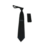 Men's Woven Tie Hankie Set J.Valintin Private Collection R92 Black Plaid Shadow